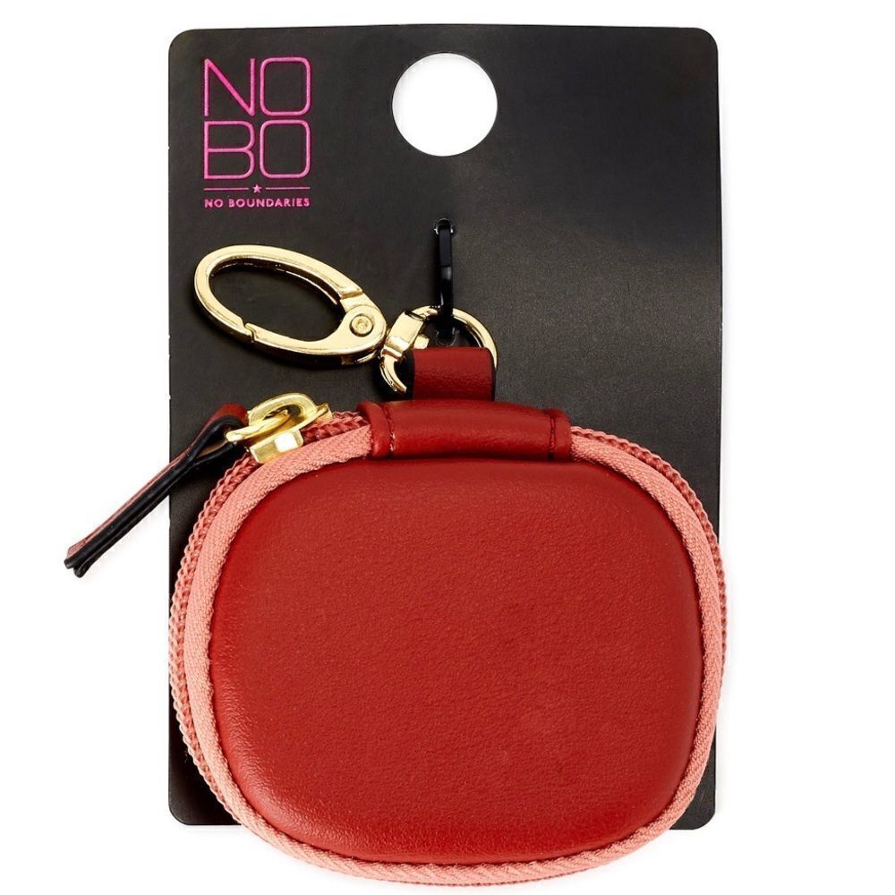 NWT No boundaries Red Zip around earbuds airpods little bag case w/hanging clasp